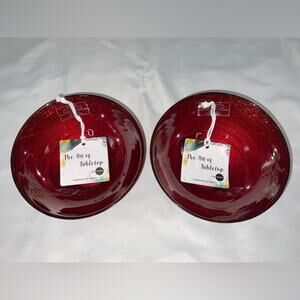 NEW NWT ARDACAM TURKISH GLASS RED GLITTER CEREAL BOWLS CHRISTMAS HOLIDAY SET/2